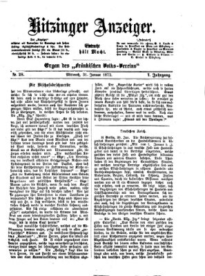 Kitzinger Anzeiger Mittwoch 31. Januar 1872