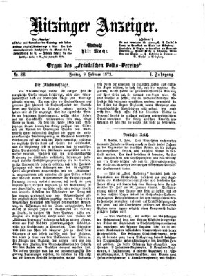 Kitzinger Anzeiger Freitag 9. Februar 1872