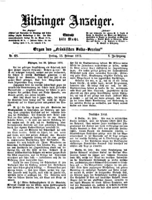 Kitzinger Anzeiger Freitag 23. Februar 1872