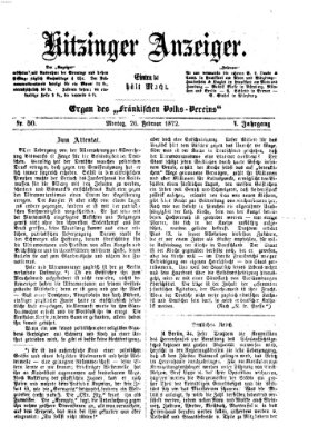 Kitzinger Anzeiger Montag 26. Februar 1872