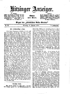 Kitzinger Anzeiger Dienstag 27. Februar 1872