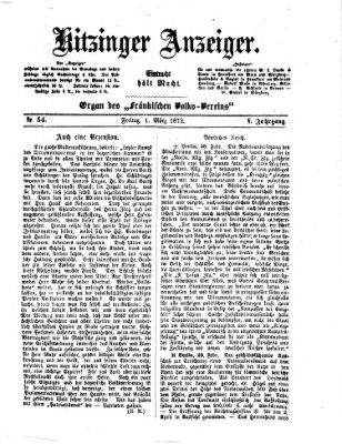 Kitzinger Anzeiger Freitag 1. März 1872