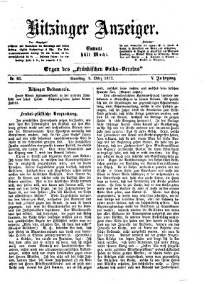 Kitzinger Anzeiger Samstag 9. März 1872