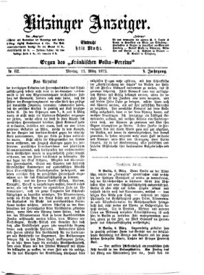 Kitzinger Anzeiger Montag 11. März 1872