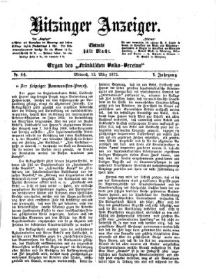 Kitzinger Anzeiger Mittwoch 13. März 1872