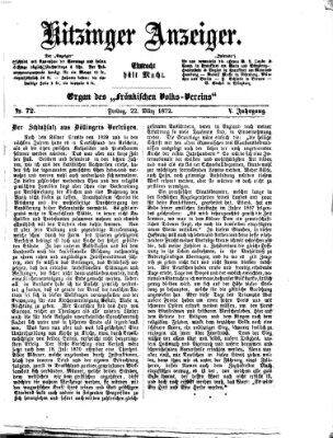 Kitzinger Anzeiger Freitag 22. März 1872