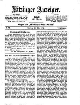 Kitzinger Anzeiger Dienstag 26. März 1872