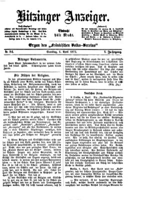 Kitzinger Anzeiger Samstag 6. April 1872