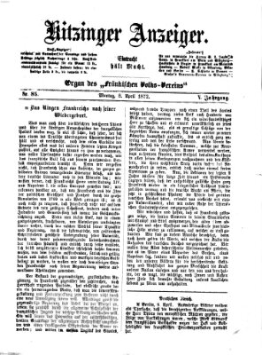 Kitzinger Anzeiger Montag 8. April 1872