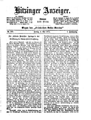 Kitzinger Anzeiger Freitag 3. Mai 1872