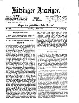 Kitzinger Anzeiger Samstag 4. Mai 1872