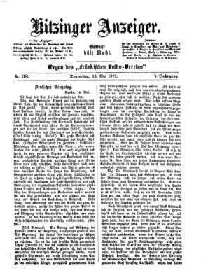 Kitzinger Anzeiger Donnerstag 16. Mai 1872