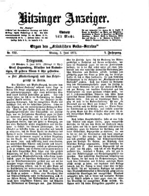 Kitzinger Anzeiger Montag 3. Juni 1872