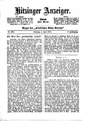 Kitzinger Anzeiger Dienstag 4. Juni 1872