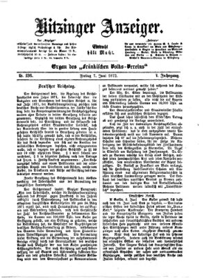 Kitzinger Anzeiger Freitag 7. Juni 1872