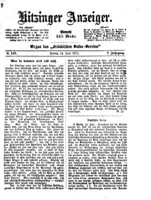 Kitzinger Anzeiger Freitag 14. Juni 1872