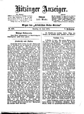 Kitzinger Anzeiger Samstag 15. Juni 1872