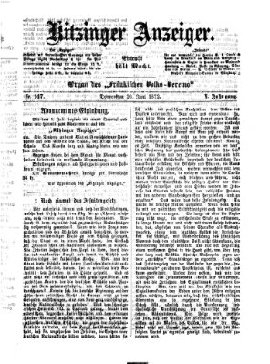 Kitzinger Anzeiger Donnerstag 20. Juni 1872