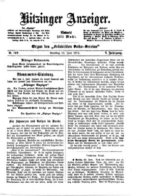 Kitzinger Anzeiger Samstag 22. Juni 1872