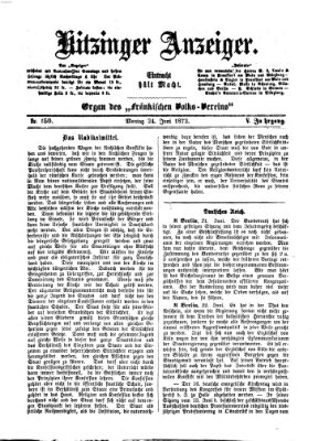 Kitzinger Anzeiger Montag 24. Juni 1872