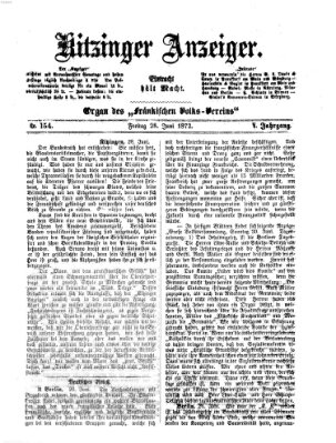 Kitzinger Anzeiger Freitag 28. Juni 1872