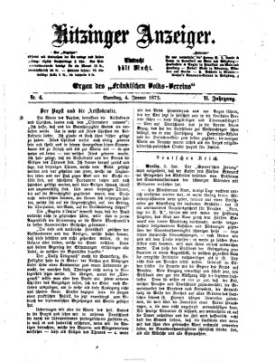 Kitzinger Anzeiger Samstag 4. Januar 1873