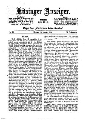 Kitzinger Anzeiger Montag 13. Januar 1873