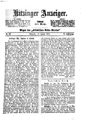 Kitzinger Anzeiger Mittwoch 15. Januar 1873