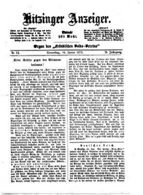 Kitzinger Anzeiger Donnerstag 16. Januar 1873