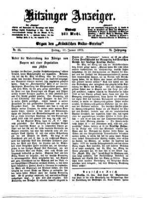 Kitzinger Anzeiger Freitag 17. Januar 1873