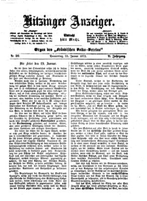 Kitzinger Anzeiger Donnerstag 23. Januar 1873