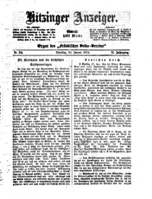 Kitzinger Anzeiger Dienstag 28. Januar 1873