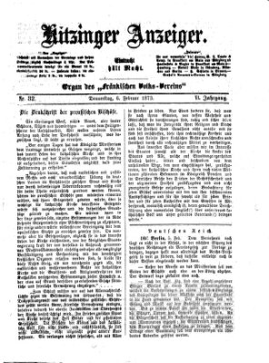 Kitzinger Anzeiger Donnerstag 6. Februar 1873