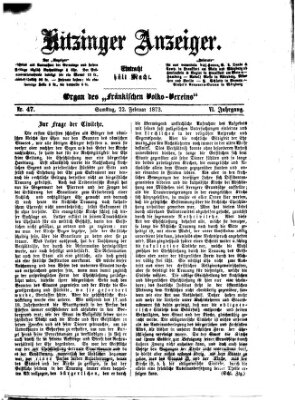 Kitzinger Anzeiger Samstag 22. Februar 1873