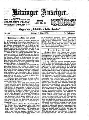 Kitzinger Anzeiger Freitag 7. März 1873