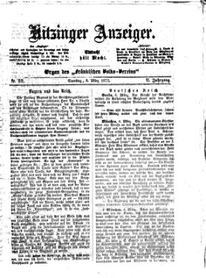 Kitzinger Anzeiger Samstag 8. März 1873