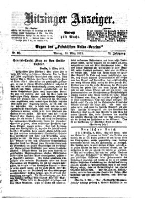 Kitzinger Anzeiger Montag 10. März 1873