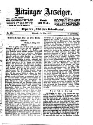 Kitzinger Anzeiger Mittwoch 12. März 1873