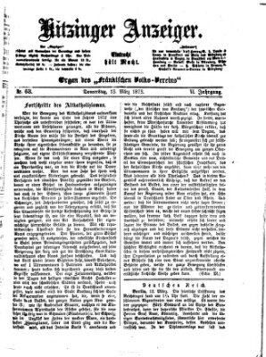 Kitzinger Anzeiger Donnerstag 13. März 1873