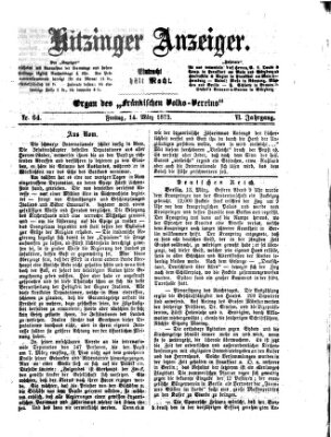 Kitzinger Anzeiger Freitag 14. März 1873