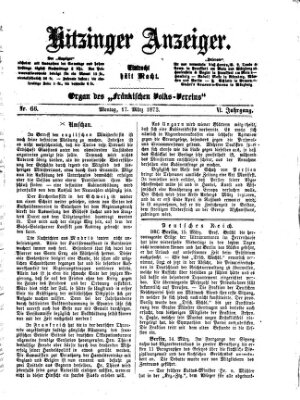 Kitzinger Anzeiger Montag 17. März 1873