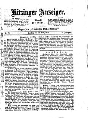 Kitzinger Anzeiger Samstag 22. März 1873