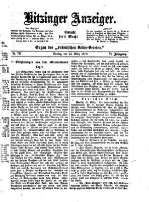 Kitzinger Anzeiger Montag 24. März 1873