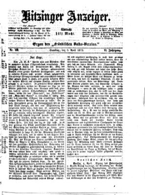 Kitzinger Anzeiger Samstag 5. April 1873