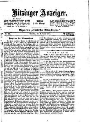 Kitzinger Anzeiger Dienstag 8. April 1873