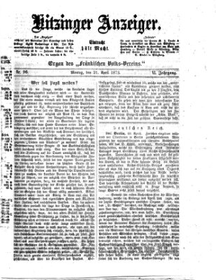 Kitzinger Anzeiger Montag 21. April 1873