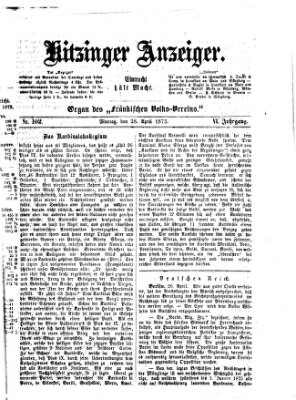 Kitzinger Anzeiger Montag 28. April 1873