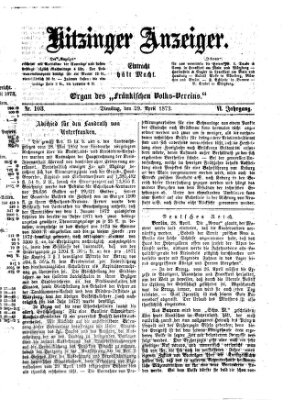 Kitzinger Anzeiger Dienstag 29. April 1873