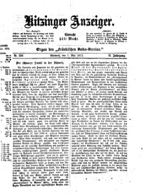 Kitzinger Anzeiger Mittwoch 7. Mai 1873