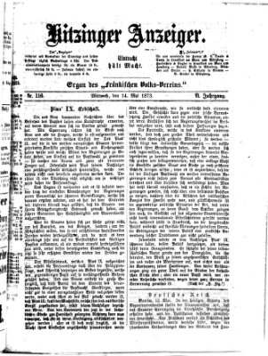 Kitzinger Anzeiger Mittwoch 14. Mai 1873